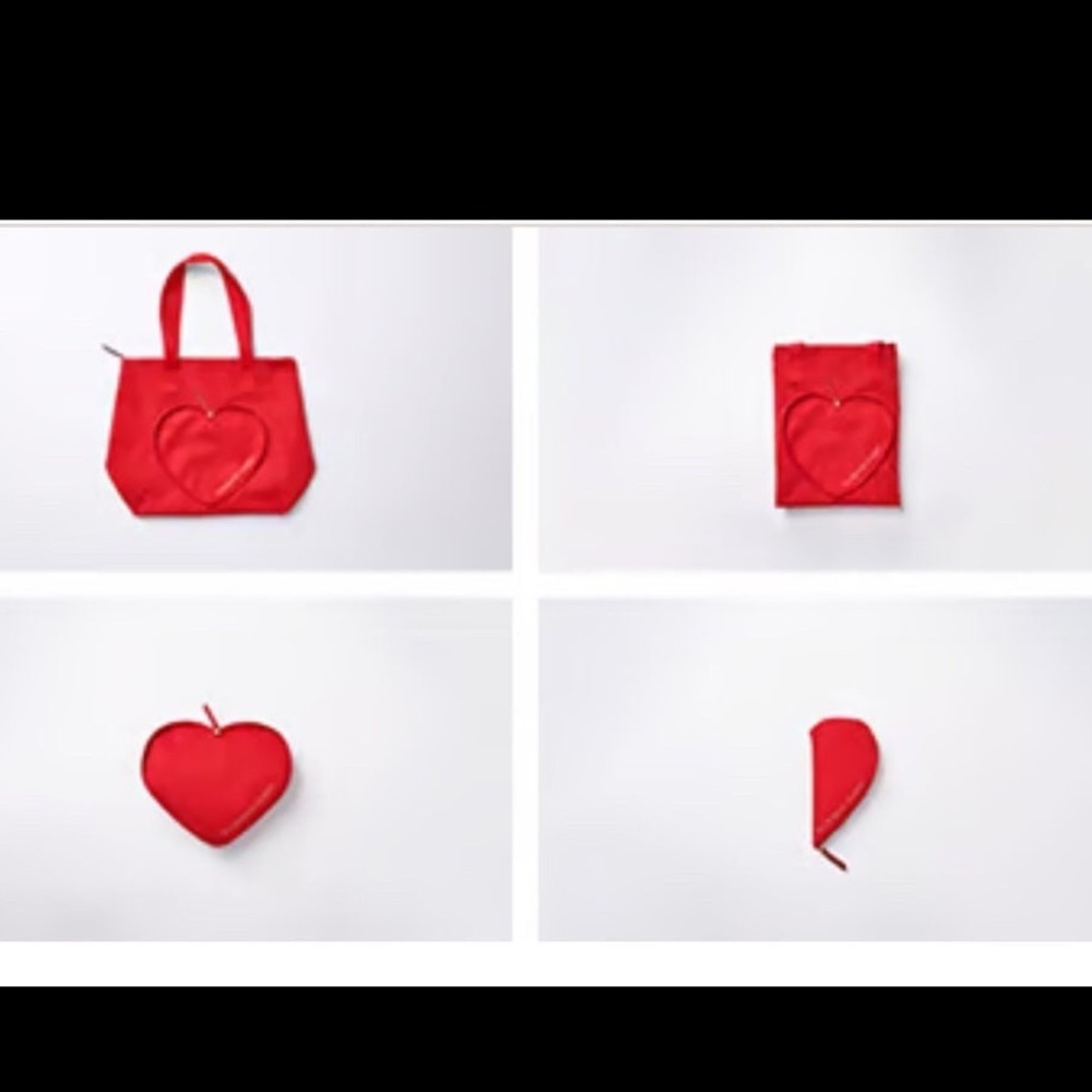 Victoria's Secret Red Foldable Heart Tote Bag Shopper Travel - New - Picture 8 of 8